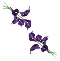 10 hastes copo de leite silicone flor permanente - roxo