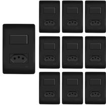 10 Interruptor Simples e Tomada 2P+T 10A Fame Habitat Black Com Placa 4X2 Preto 10 Interruptor Simples e Tomada 2P+T 10A Fame Habitat Black Com Placa 4X2 Preto