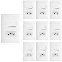 10 Interruptor Simples e Tomada 2P+T 10A Fame Habitat Com Placa 4X2 Branco