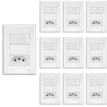 10 Interruptor Simples e Tomada 2P+T 20A Fame Evidence Com Placa 4X2 Branco