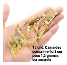 10 Isca Artificial Aromatizada Camarão Silicone Anzol Pesca