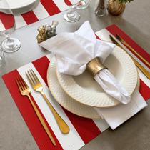 10 Jogo Americano Navy Alto Padrão Impermeável Pvc Br Vm