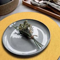 10 Jogo Americano Redondo Juta Amarelo Impermeável Pvc