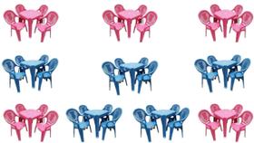 10 Jogos Mesas Cadeiras Poltronas Infantil Estudo Creche Azul/rosa Distribuidor Atacadista