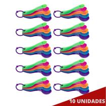 10 Kit Colheres Medidoras 5 Tamanhos Plástico Cores Cozinha