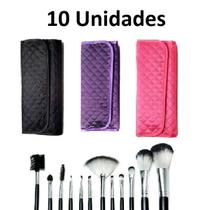 10 Kit Com 12 Pincéis Macrilan Com Necessaire