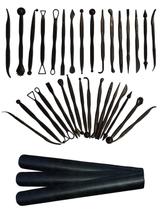 10 Kit Estecas Biscuit 160 Pçs E 10 Rolo Maciço 23cm Preto