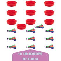 10 kit Forma Redonda Sortida Silicone + Colher Medidora 5Pç