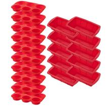 10 Kit Forma Silicone Resistente p/ Cupcakes e Pães Sortida 10 Kit Forma Silicone Resistente p/ Cupcakes e Pães Sortida