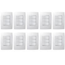 10 Kit Interruptor C/ Placa 3m Simples Branco 250v Pialplus