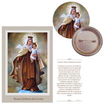 10 kits de botton com cartão de oração de Nossa Senhora do Carmo - Ágape bottons