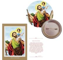 10 kits de botton de São Cristóvão com cartão de oração - Ágape bottons