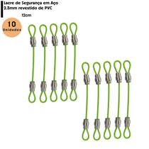 10 Lacres de Segurança 12cm Multiuso Cabo de Aço Revestido Security Travel Bag -Verde 10 Lacres de Segurança 12cm Multiuso Cabo de Aço Revestido Security Travel Bag -Verde