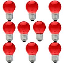 10 Lâmpada Bolinha Vermelha 15w Incandescente E-27 127v