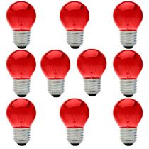 10 Lâmpada Bolinha Vermelha 15w Incandescente E-27 127v 10 Lâmpada Bolinha Vermelha 15w Incandescente E-27 127v