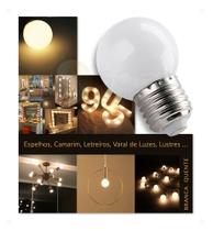 10 Lâmpadas LED Bolinha 1W 127V E27 - Luz Branca Quente/3000K