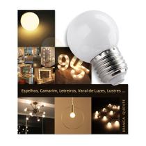 10 Lâmpadas LED Bolinha 1W 220V E27 Luz Branca Quente/3000K - Espelhos/Camarim/Lustres