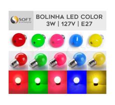 10 Lâmpadas Mini Bulbo LED Bolinha COLOR 3W 127V E27