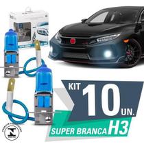 10 Lâmpadas Super Branca Tipo Xenon 8500K H3 55W Garantia