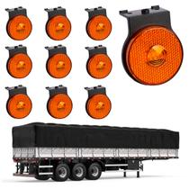 10 Lanterna Lateral Carreta LED Âmbar 65mm c/ Suporte - Fio
