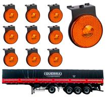 10 Lanterna Lateral Guerra LED Âmbar 65mm Suporte - Conector