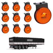 10 Lanterna Lateral Randon LED Âmbar 65mm Suporte - Conector