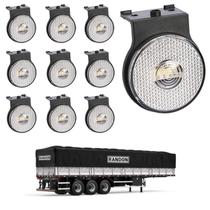 10 Lanterna Lateral Randon LED Cristal 65mm c/ Suporte - Fio