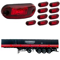 10 Lanternas Delimitadoras LED Carreta Guerra Lateral Rubi