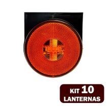 10 Lanternas Lateral LED Caminhão Carreta C/Suporte Amarela - EDN
