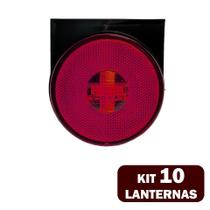 10 Lanternas Lateral LED Caminhão Carreta C/Suporte Vermelha - EDN