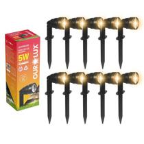 10 Luminária Espeto Jardim Cob Led 5w Luz Amarela 110v/220v