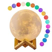 10 Luminária Para Quarto Lua Cheia 3d Abajur Led 7 Cores