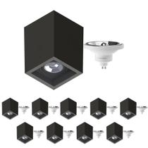 10 Luminária Sobrepor P/ 2 Lâmp Boxit + 10 Lâmpada AR111 12W 4000K
