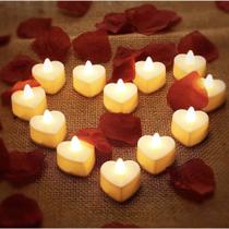 10 Luminária Vela De Led Eletrônica Coração Decorativa Para Casamento Festa Luz Noturna