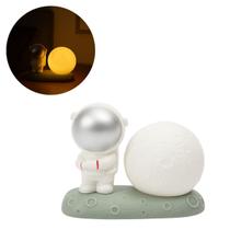 10 Luminárias Astronauta com Lua LED Amarela Bateria