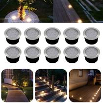 10 Luminárias Balizadores Spot Led SMD Em PVC De 7W Luz Branco Quente De Embutir Em Piso Chão Solo Gramado Jardim Escada