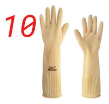 10 Luva Látex Grossa Ranhurada Punho Longo Volk 40cm Limpeza