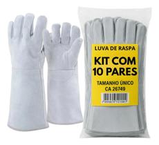10 Luva Raspa Cano Longo 20cm Concertina Solda Proteção 10 Luva Raspa Cano Longo 20cm Concertina Solda Proteção