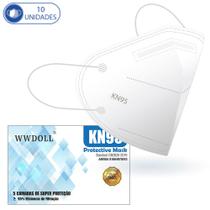10 Máscaras KN95 Descartáveis Branca WWDoll com Filtro Clipe