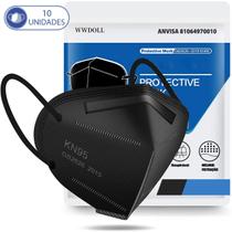 10 Máscaras Respiratórias KN95 Preta WWDoll 5 Camada Anvisa