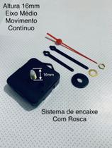 10 Mecanismos de relógio para parede com sistema encaixe de rosca e altura 16mm Eixo Médio Contínuo - Goltime