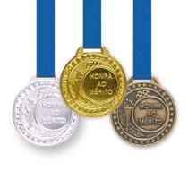 10 Medalhas Metal 29mm Honra ao Mérito Ouro Prata Bronze - Gedeval