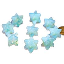 10 Merkabah de Pedra da Lua Azul Opalina Sem Furo em Formato Estrela