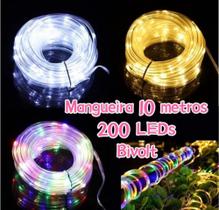 10 Metro Mangueira Bivolt 200Leds Pisca Pisca 8 Funções 110V - 200V Decoração Iluminado Natalino