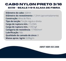10 Metros Cabo Aço 3/16 Revestido Em Nylon Academia 6X19
