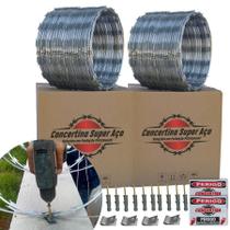 10 Metros Concertina Dupla Clipada 45 Cm + Kit Instalaçao