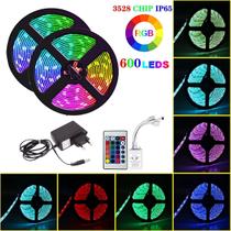 10 Metros Fita Led 3528 Rgb Rolo 600led Controle Fonte - Goldensky