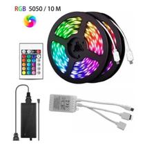 10 Metros Fita Led 5050 Rgb Rolo 600led Ip65 Controle Remoto+ Fonte Bivolt