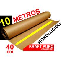 10 Metros Papel Pardo Kraft Puro Resistente C/ 40 Cm Largura. - FIBERPAP