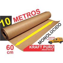 10 METROS PAPEL PARDO KRAFT PURO RESISTENTE C/ 60 cm, DIRETO FABRICANTE - FIBERPAP